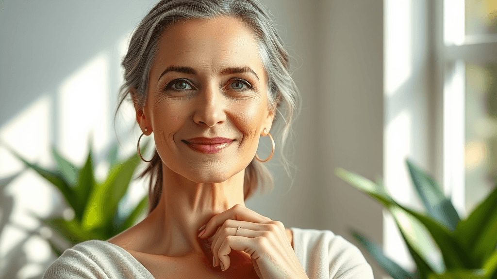botox trends 2025 natural look mature woman medspa sunlit with plants