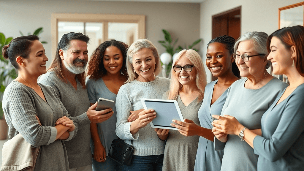 diverse clients leaving digital reviews in med spa for local botox SEO