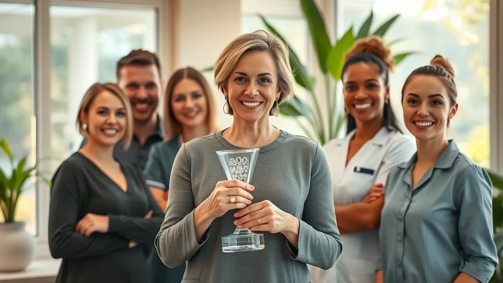 content strategies for medical spas showcasing a successful med spa owner celebrating achievements with their team.