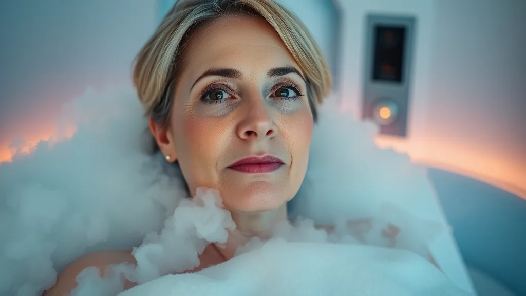 cryotherapy session, patient engaged, experiencing cool sensation.