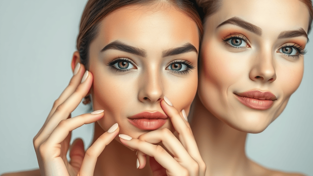 botox ad mockup with attractive models, before and after results, compelling visuals and clean design