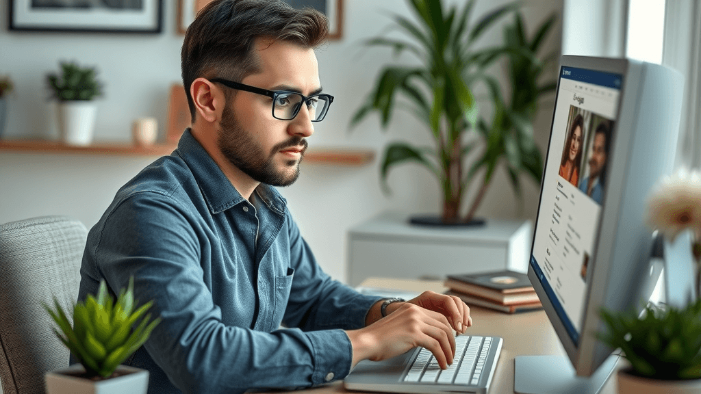 digital marketer optimizing Google Business Profile for botox local SEO in a med spa home office