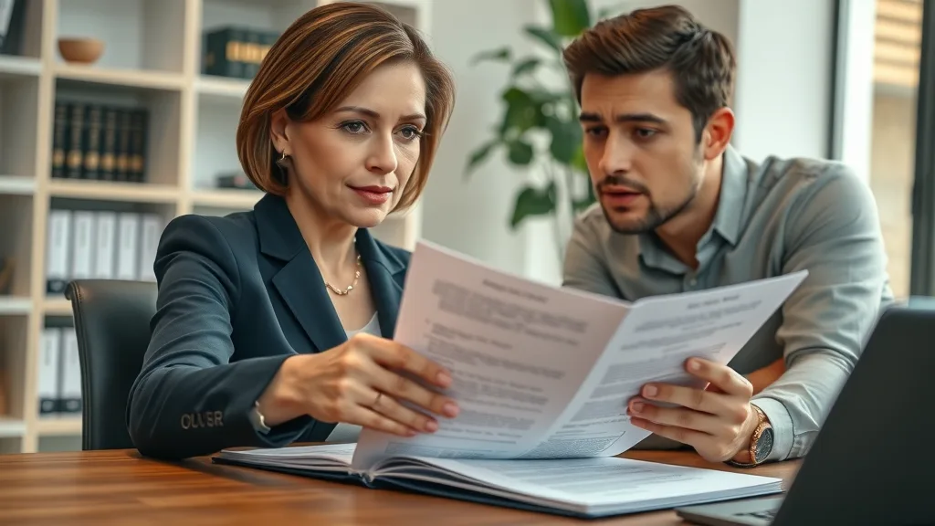 legal contract review, lawyer and client discussion.