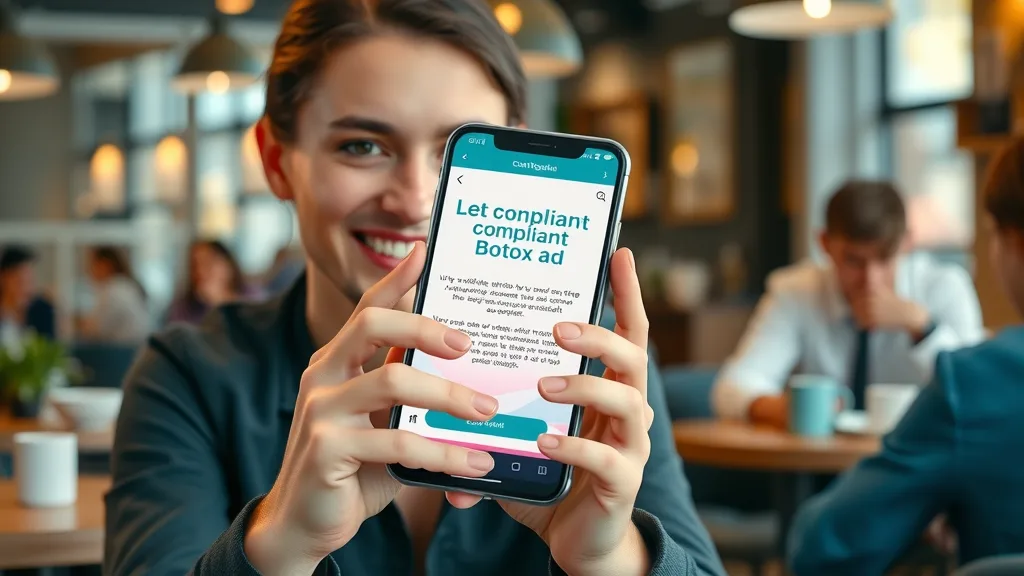 User scrolling a compliant botox ad on mobile, illustrating best Facebook advertising practices for botox services