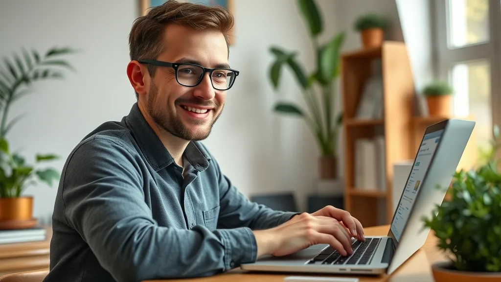 Confident content creator optimizing botox and filler blog posts for SEO strategy in a modern home office