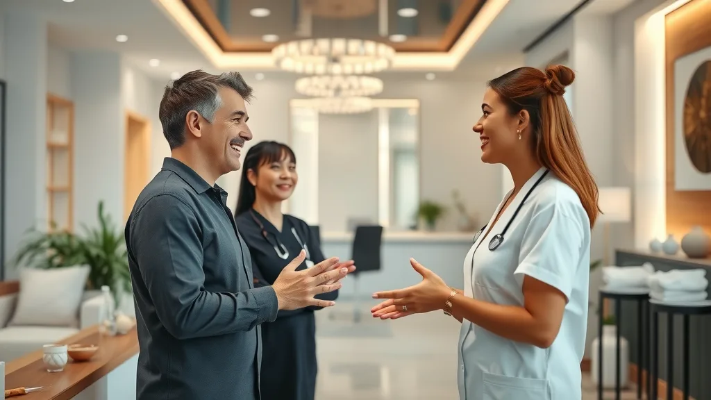professional med spa reception area with welcoming staff engaging clients, botox ad cost per lead