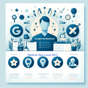 engaging infographic that highlights the importance of Google My Business for MedSpas, including setting up a profile, optimizing it for Local SEO