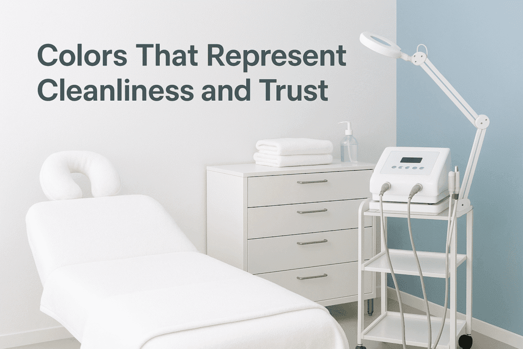Med spa blue and white colors for cleanliness and trust