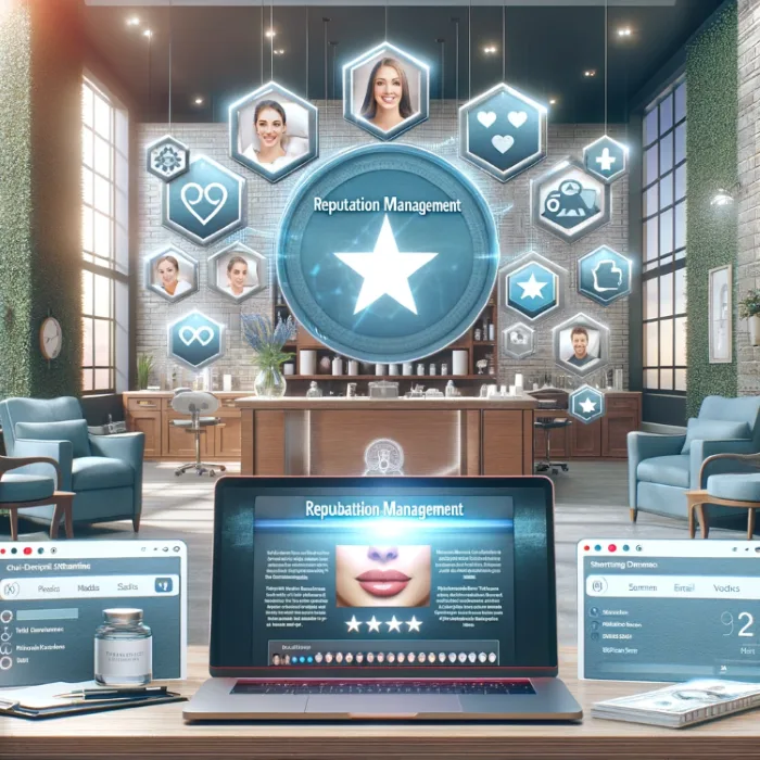 Laptop showing online reputation for medical sp