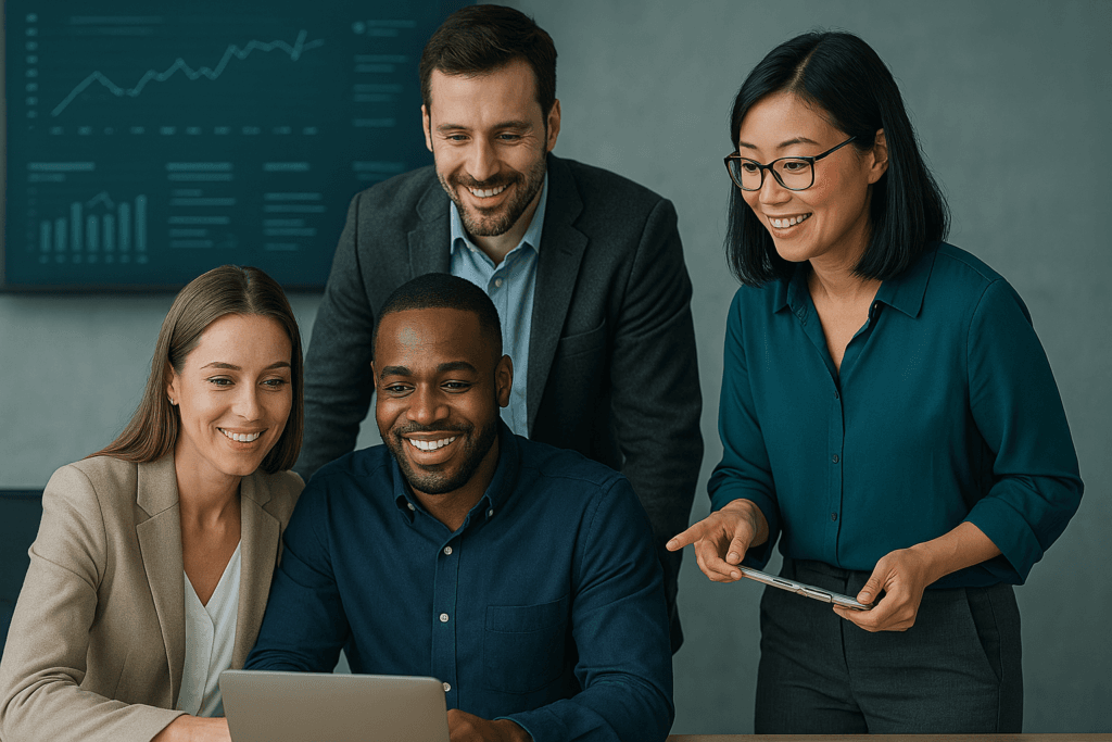 The team at MedSpa Medics going over a marketing plan for a new medspa