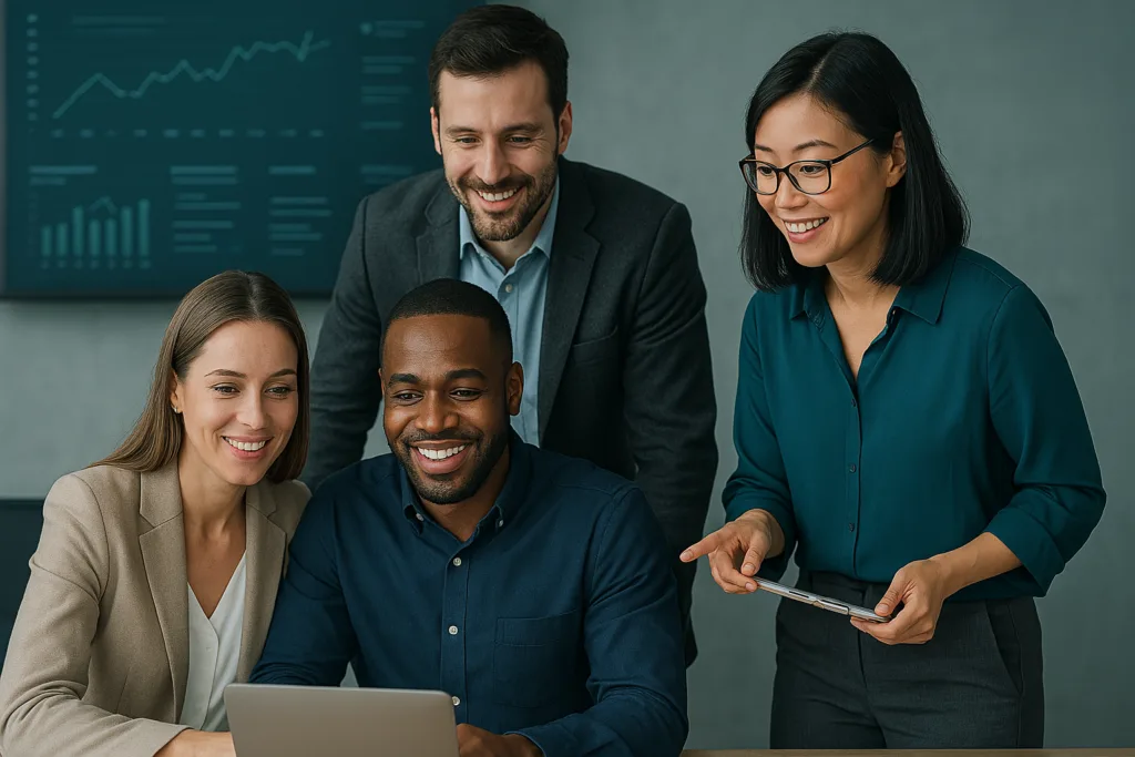 The team at MedSpa Medics going over a marketing plan for a new medspa