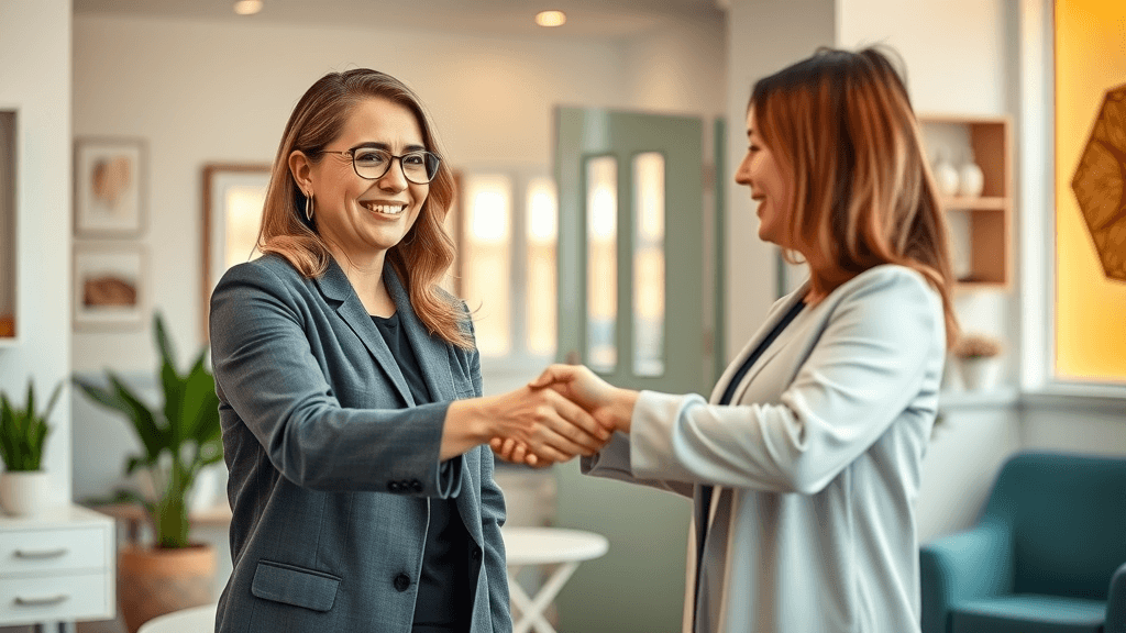 med spa owner shaking hands with local influencer to build links and local SEO