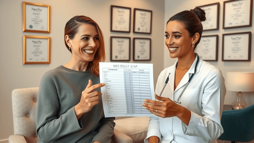 happy client and med spa practitioner discussing botox advertising results
