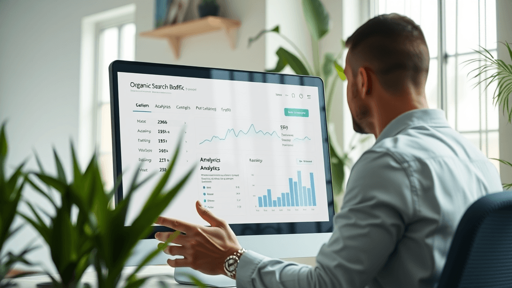 Modern website interface with organic search traffic analytics for seo vs ppc botox