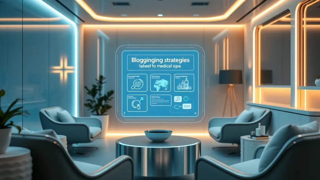 blogging strategies for medical spas featuring a futuristic image depicting ai technology in a medical spa setting.