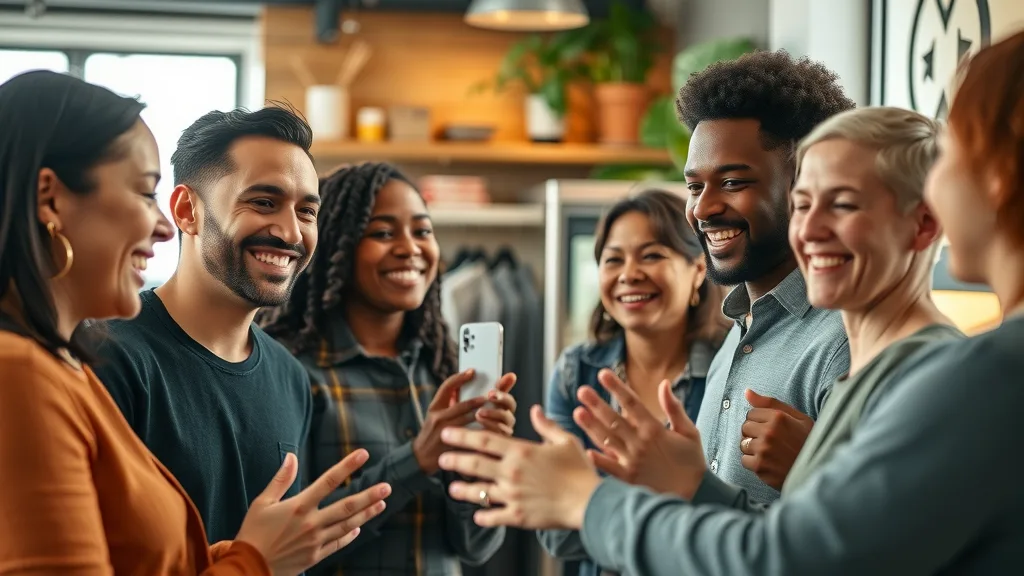 happy customers interacting with brand