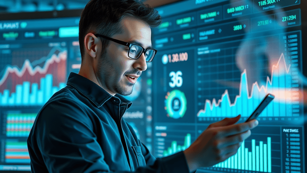 Tech-savvy marketer analyzing Instagram Insights for botox Instagram strategy, futuristic dashboard, glowing analytics charts