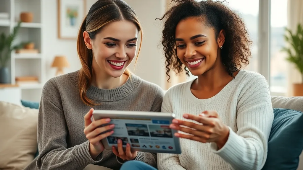 Diverse women browsing botox ad copy on a tablet, showing engaged target audience for med spa marketing