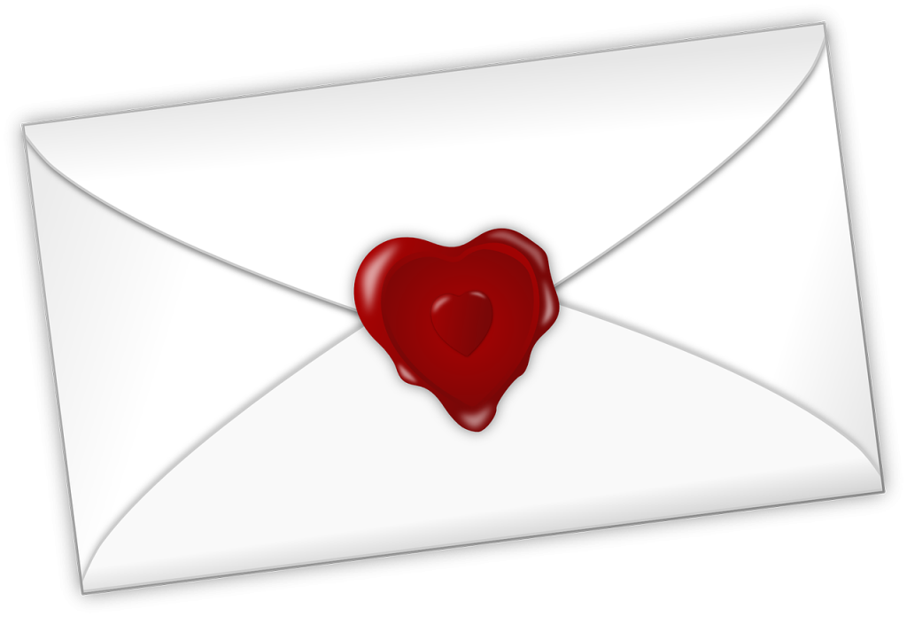 seal of a heart on an envelope