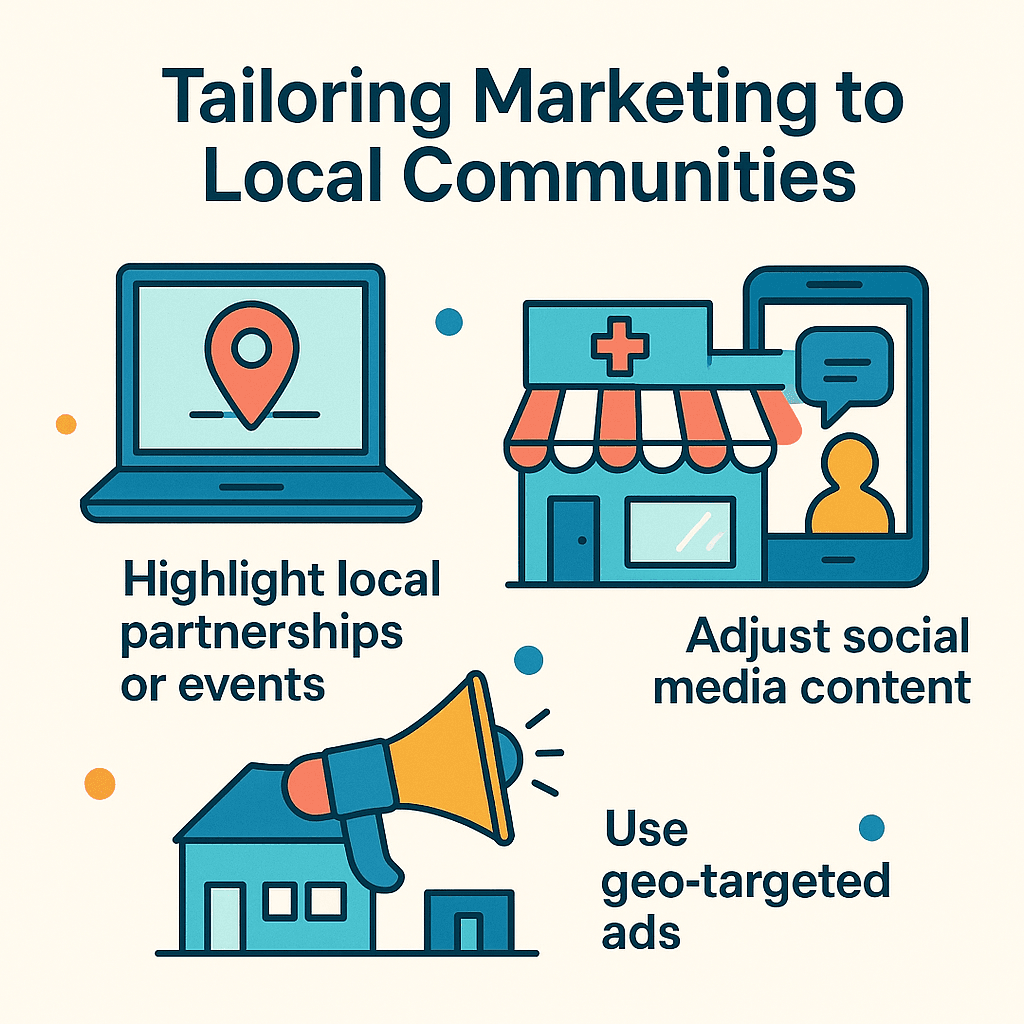 A graphic showing a digital marketing strategy for med spas tailored to local communities.